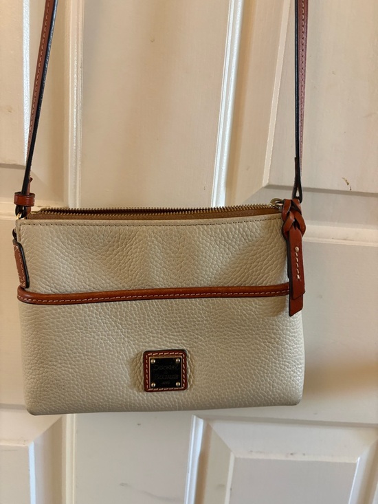 Dooney & Bourke Handbags - Dooney & Bourke Cream Pebble Leather Crossbody with Tan Trim